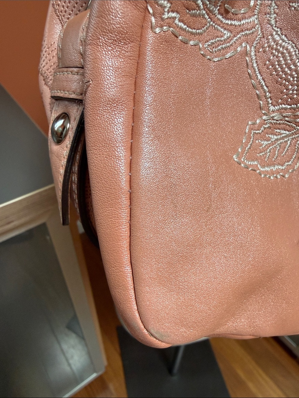 Coach vintage Peach Floral Embroidered Shoulder Bag - Picture 5 of 12